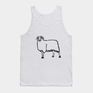 Sheep line art black Tank Top